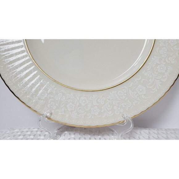 NWT Lenox Temple Collection Citation Lace Dinner Plate Floral Gold Trim 10 6/8" - Picture 4 of 8